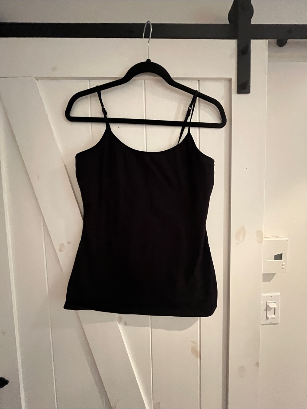 Classic Black Spaghetti Strap Tank Top with shelf bra. Size L. NWOT